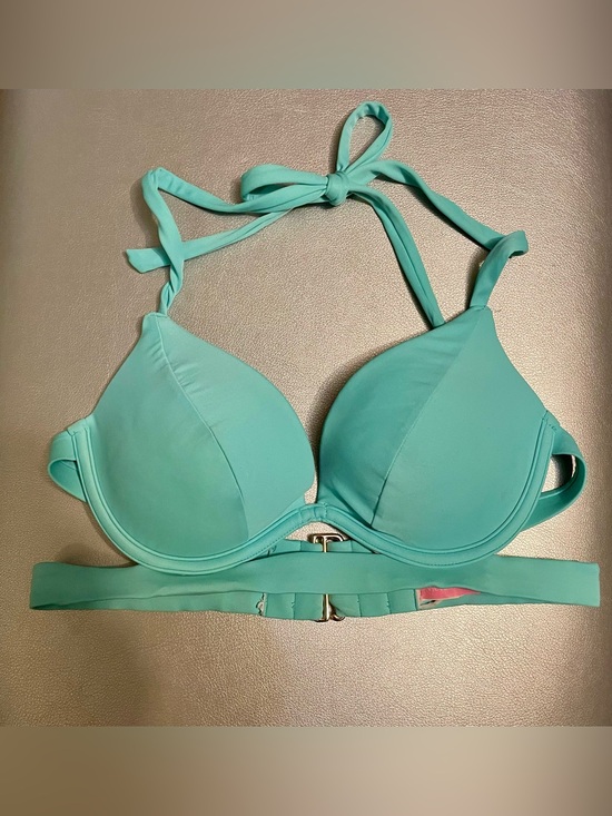 Victoria's Secret Other - Victoria’s Secret 32C Aqua Push-Up Halter Bikini Top